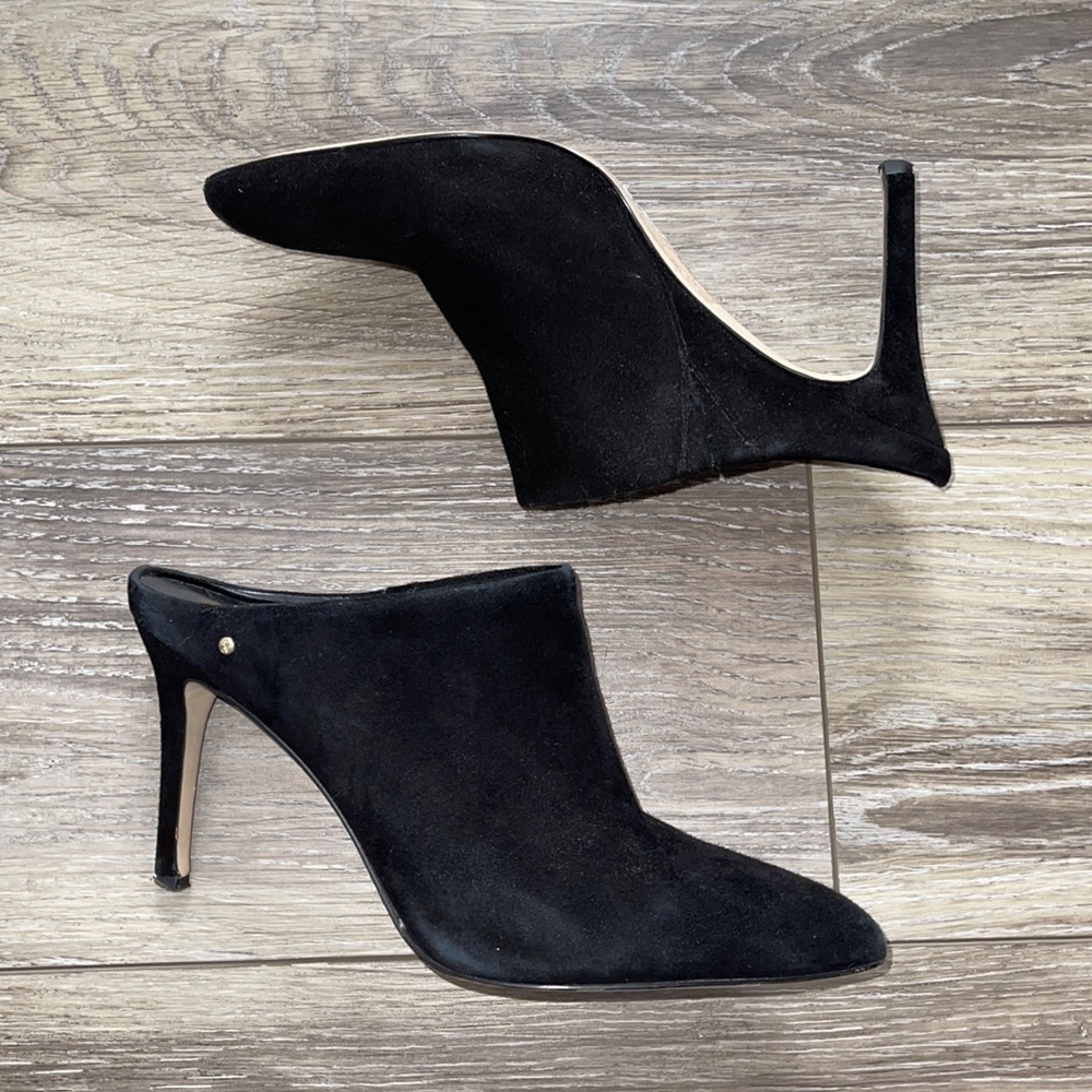 Sam Edelman Black Suede Slide On Stiletto High Heeled Mules
